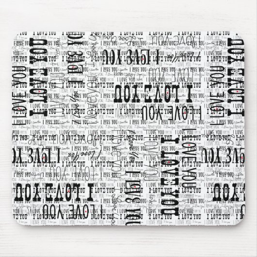 Ik hou van je typografie tekst Valentijnse Muismat (Voorkant)