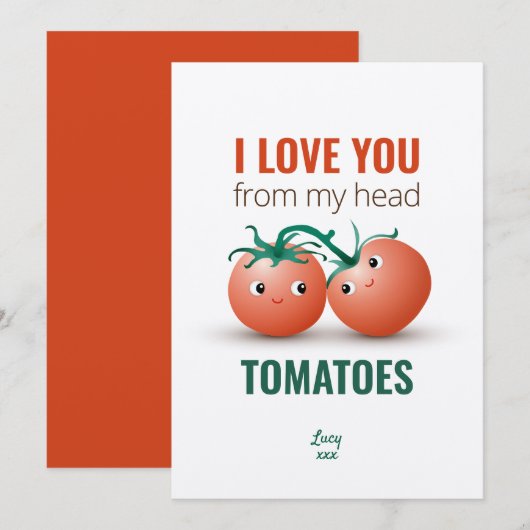 Ik hou van je uit mijn hoofd tomaten kaart (Voorkant / Achterkant)