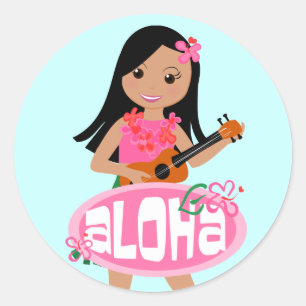 Ik hou van je, Ukulele! Ronde Sticker