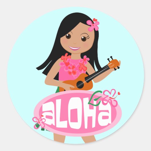 Ik hou van je, Ukulele! Ronde Sticker (Voorkant)