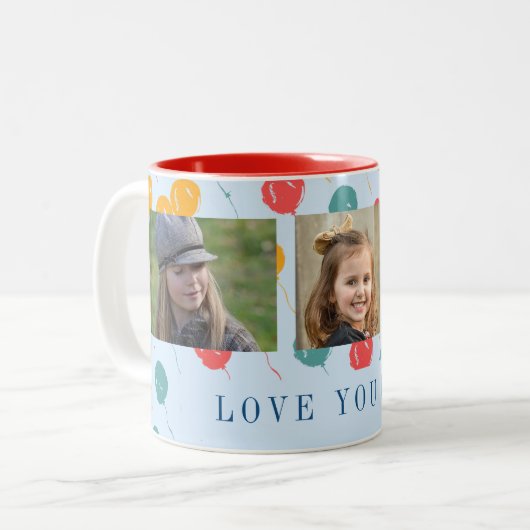 Ik hou van je vader 3 fotocollage schattige Vaderd Tweekleurige Koffiemok (Voorkant links)