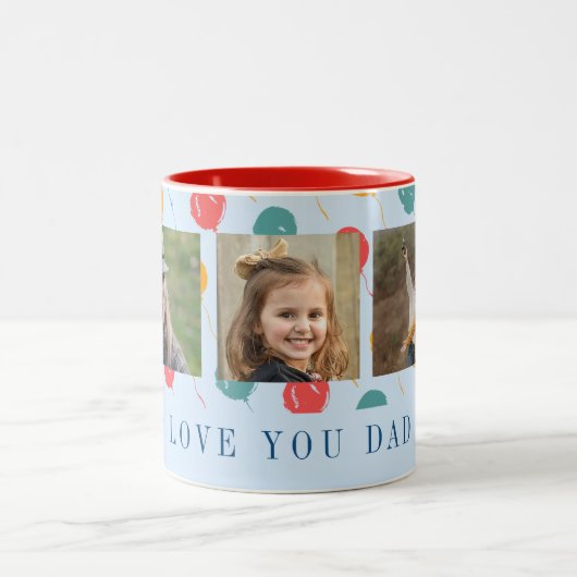 Ik hou van je vader 3 fotocollage schattige Vaderd Tweekleurige Koffiemok (Center)