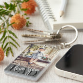 Ik hou van je vader Aangepaste foto Sleutelhanger (Voorkant Rechts)