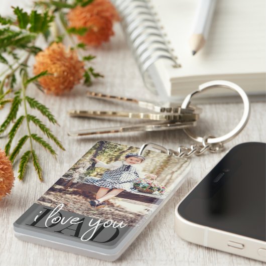 Ik hou van je vader Aangepaste foto Sleutelhanger (Voorkant Rechts)