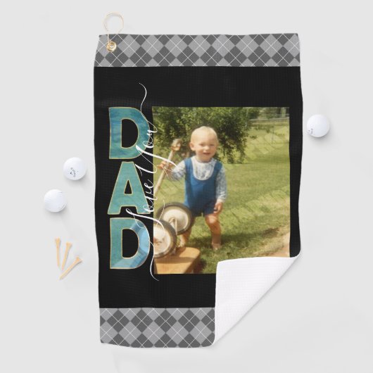 Ik hou van je vader Eén foto Rustic Golfhanddoek (Insitu)