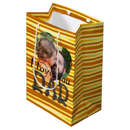 Ik hou van je vader foto fel geel medium cadeauzakje (Voorkant Gekanteld)