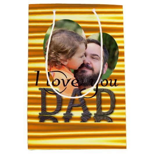 Ik hou van je vader foto fel geel medium cadeauzakje (Voorkant)