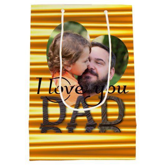 Ik hou van je vader foto fel geel medium cadeauzakje (Achterkant)