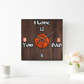 Ik hou van je vader Rustieke basketbal vierkante m Klok (Huis)