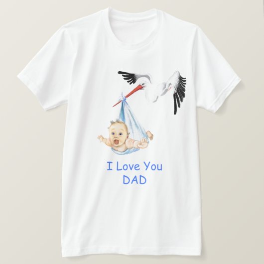 Ik hou van je vader T-Shirt - Stork Carry Baby (Design voorkant)