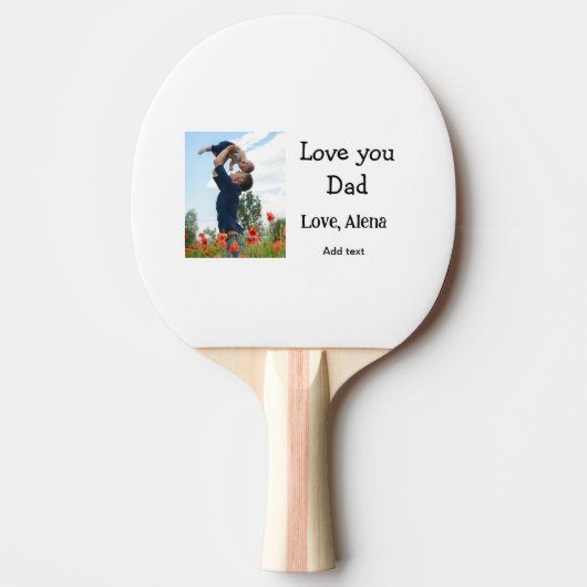 Ik hou van je vader vaderdag elegante foto tekst t tafeltennisbatje (Voorkant)