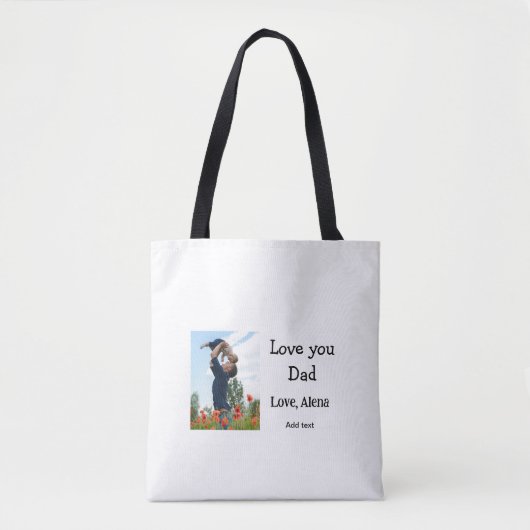 Ik hou van je vader vaderdag elegante foto tekst t tote bag (Voorkant)