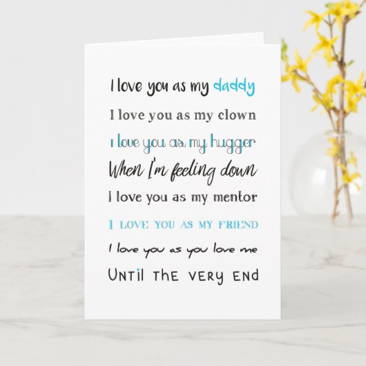 Ik hou van je vader, vaderdag, geboortedag kaart (Gele Bloem)