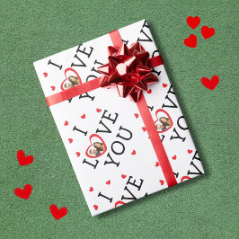 "Ik hou van je" Valentijn aangepaste foto Cadeaupapier
