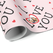 "Ik hou van je" Valentijn aangepaste foto Cadeaupapier (Rol Hoek)