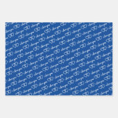 Ik hou van je Valentijn Blue Hearts Stripes Inpakpapier Vel (Voorkant 2)