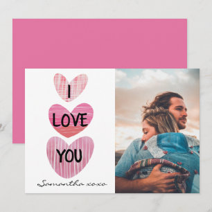 Ik hou van je Valentijn Cute Hearts Foto Feestdagenkaart