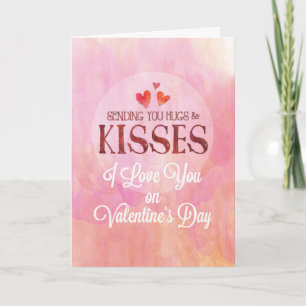Ik hou van je Valentijn die hugs en Kisses stuurt Kaart
