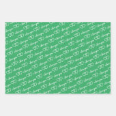 Ik hou van je Valentijn Green Hearts Stripes Inpakpapier Vel (Voorkant 2)