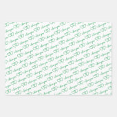 Ik hou van je Valentijn Green Hearts Stripes Inpakpapier Vel (Voorkant)