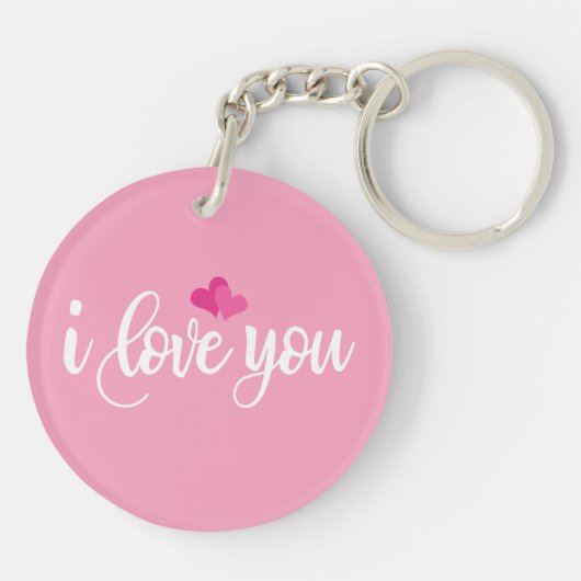 Ik hou van je Valentijn kalligrafie | Button Sleut Sleutelhanger (Achterkant)