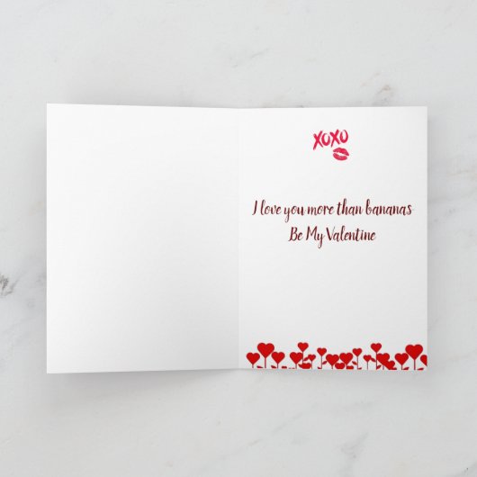 Ik hou van je VALENTIJN "MEER DAN BANANA" Feestdagen Kaart (Binnen)