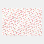 Ik hou van je Valentijn Oranje hartstrepen Inpakpapier Vel (Voorkant)