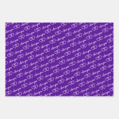 Ik hou van je Valentijn Paarse hartstrepen Inpakpapier Vel (Voorkant 2)