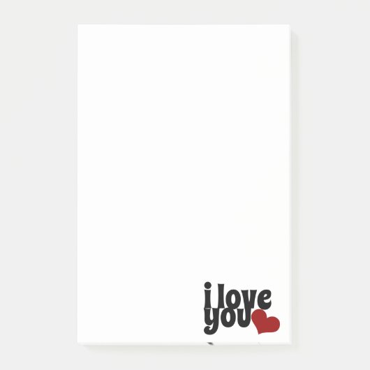 Ik hou van je Valentijn Red Heart Typografie Post-it® Notes (Voorkant)