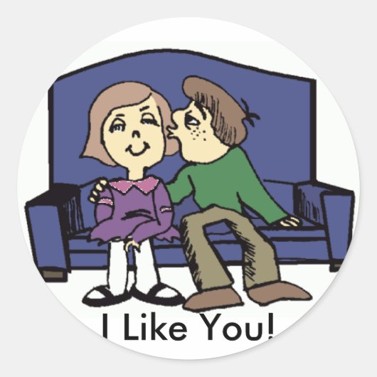 Ik hou van je Valentijn Ronde Sticker (Voorkant)