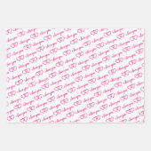 Ik hou van je Valentijn roze hartenstrepen Inpakpapier Vel (Voorkant)