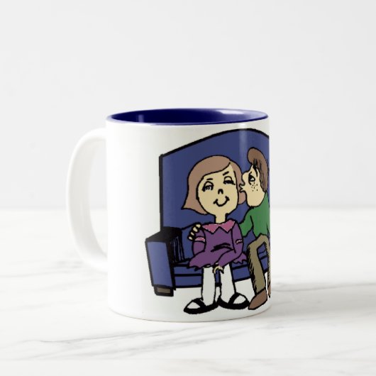 Ik hou van je Valentijn Tweekleurige Koffiemok (Voorkant links)