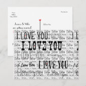 Ik hou van je Valentijn Wedding Save Date Briefkaa Aankondigingskaart (Voorkant / Achterkant)