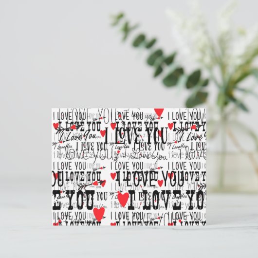 Ik hou van je Valentijn Wedding Save Date Briefkaa Aankondigingskaart (Staand voorkant)