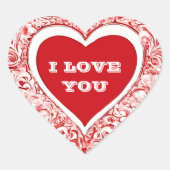 Ik hou van je Valentijns rood en wit Hart Sticker (Voorkant)