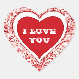 Ik hou van je Valentijns rood en wit Hart Sticker