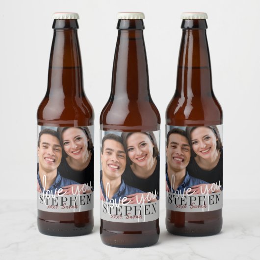 Ik hou van je Valentijnsdag foto Bier Etiket (Flessen)