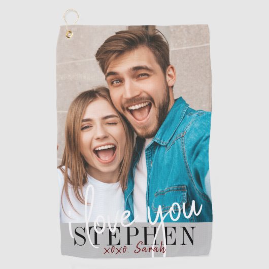 Ik hou van je Valentijnsdag foto Golfhanddoek (Voorkant)