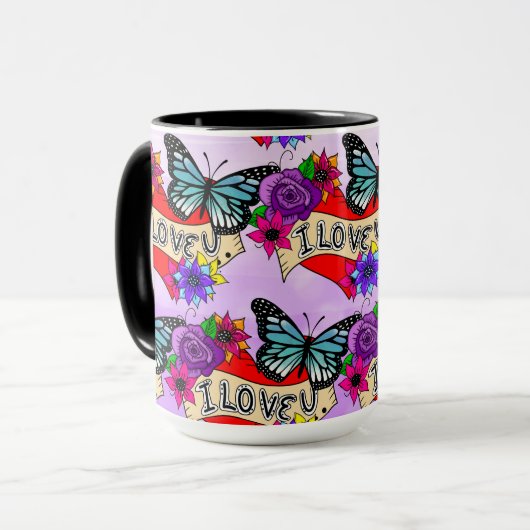 Ik hou van je | Valentijnsdag Hart en Roos Mok (Voorkant links)