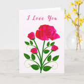 Ik hou van je Valentijnsdag Kaart Romantische Roze (Gele Bloem)