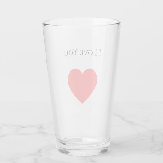 Ik hou van je Valentijnsdag Red Heart Glas (Achterkant)