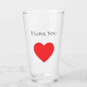 Ik hou van je Valentijnsdag Red Heart Glas (Voorkant)