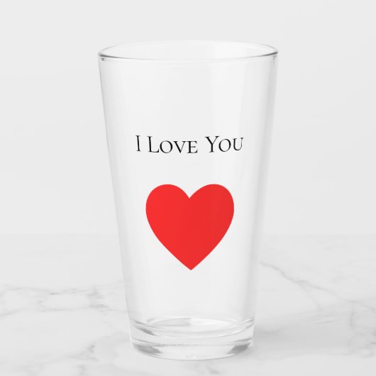 Ik hou van je Valentijnsdag Red Heart Glas (Voorkant)
