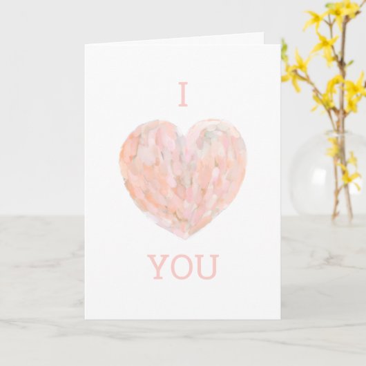 Ik hou van je. Valentijnsdag Schattige roze blush Kaart (Gele Bloem)