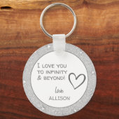 Ik hou van je Valentijnsdag Silver Glitter Custom Sleutelhanger (Voorkant)