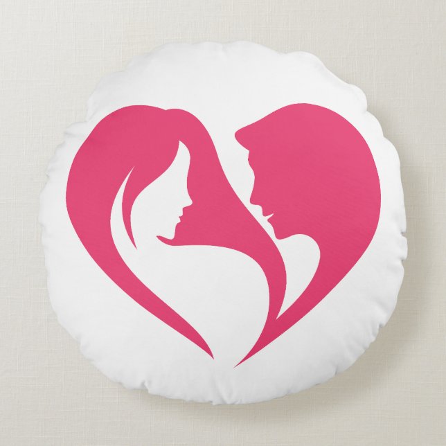 Ik hou van je van het hart. rond kussen (Voorkant)