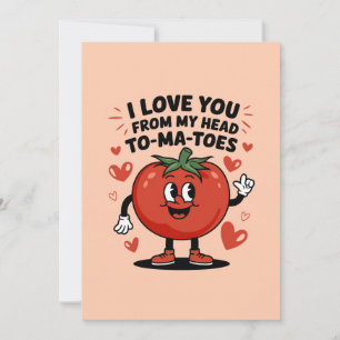 Ik hou van je van mijn hoofd Tomaten Cute Tomaat Feestdagenkaart