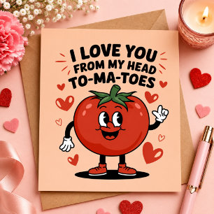Ik hou van je van mijn hoofd Tomaten Cute Tomaat Feestdagenkaart