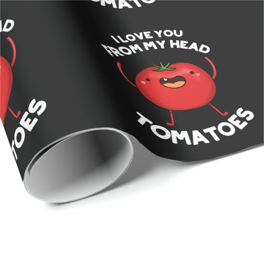 Ik hou van je van mijn hoofd Tomaten Donkere BG Cadeaupapier (Rol Hoek)