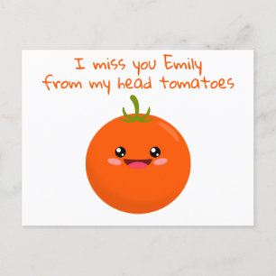 Ik hou van je van mijn hoofd Tomaten Funny Pun Briefkaart